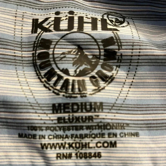 KÜHL Performance‎ Shirt Blue Stripe, Men’s Size Medium - Picture 9 of 9